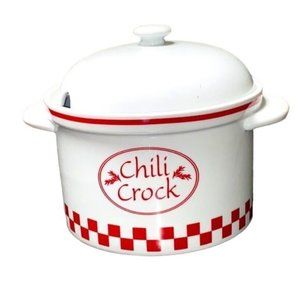 B.I. Inc. Ceramic Soup Tureen Red and White Chile Crock